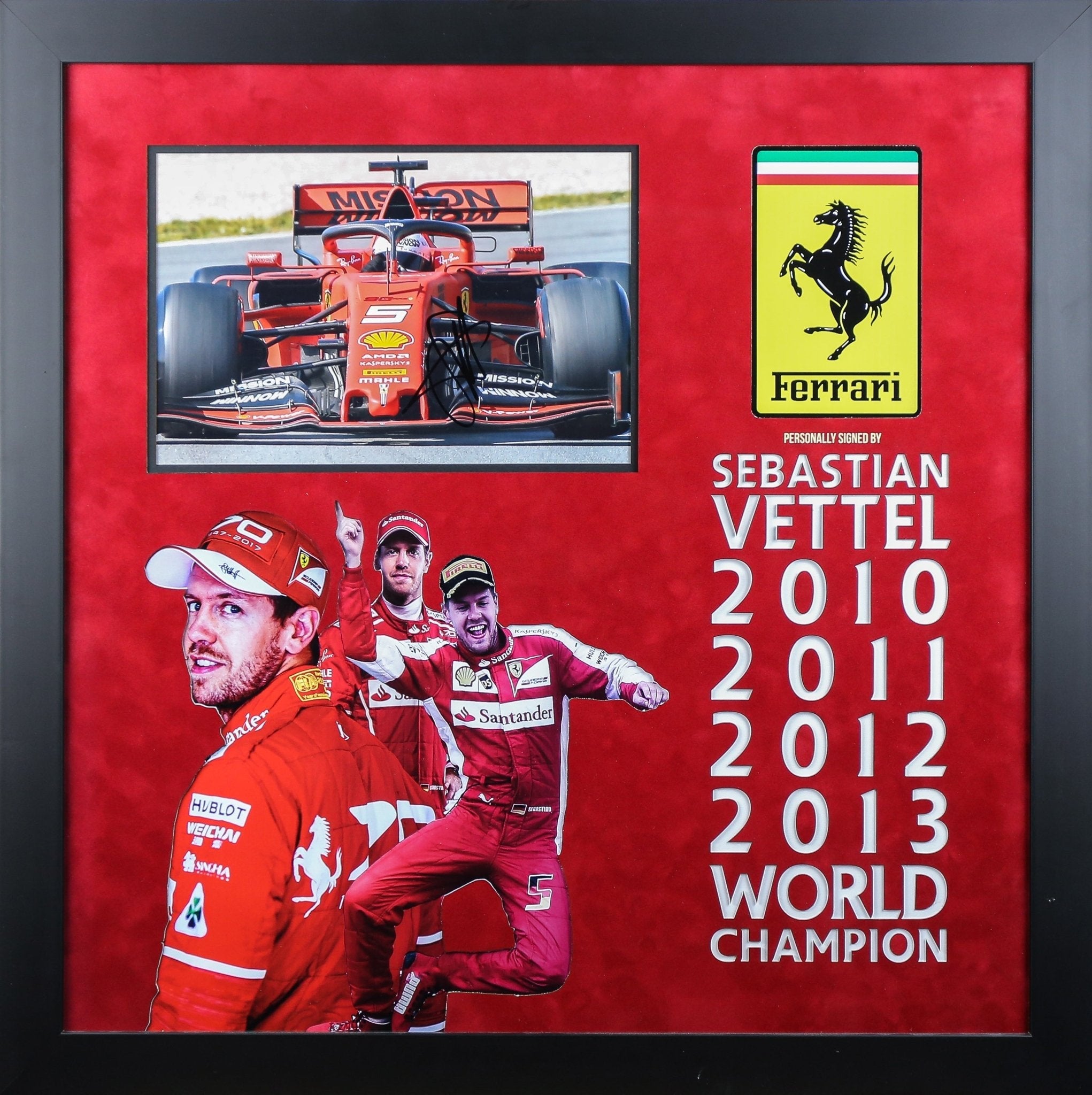 Vettel Signed 12x16 Photograph Framed Display - Memorabilia Framers Shop
